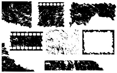 Obraz premium Set of Elements, Frame, Torn Paper, Photographic Analog Film, Banner Collection, Border, Dirty, Scratches, Grunge Texture, Black, Isolated, Vector Illustration