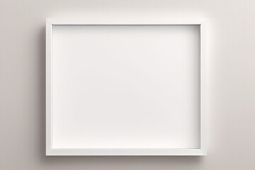 Obraz premium Lienzo blanco vacío con marco decorativo blanco sobre una maqueta de fondo blanco
