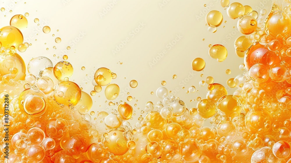 Aufkleber a group of floating bubbles against a yellow and white backdrop with text space