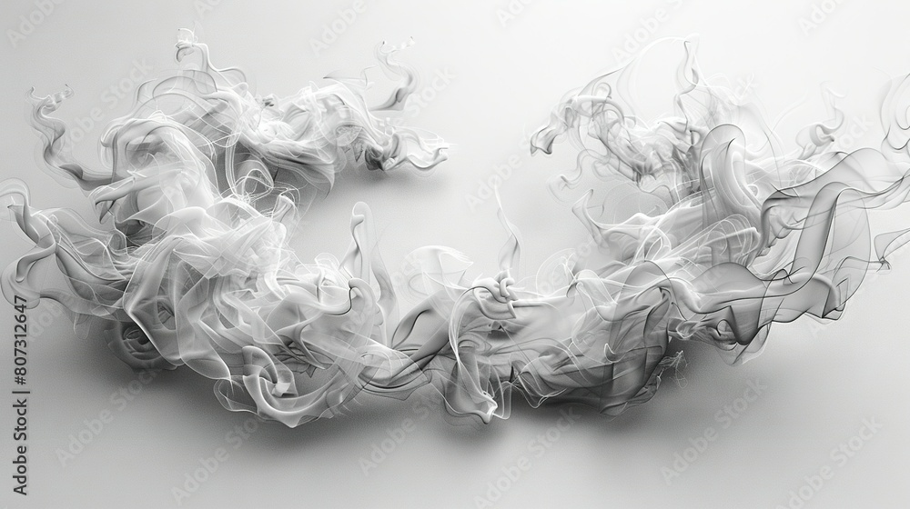 Poster a monochrome image portrays smoke exiting the upper portion of a sheet of paper resting on a pristin