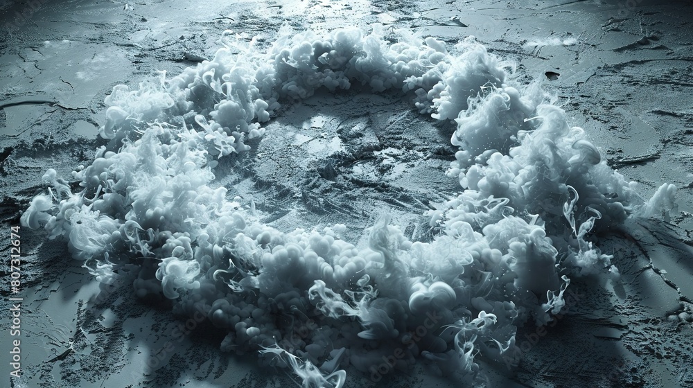 Poster a circle of foam floating on a circular body of water surrounded by more foam