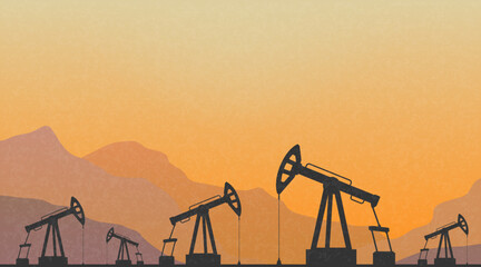 Fototapeta premium Oil platforms in the desert