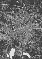 City map Leipzig, monochrome detailed plan, vector illustration