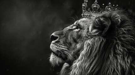 Majestic Lion Wearing Crown