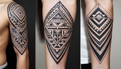 Design a tattoo inspired by tribal art featuring upscaled 3