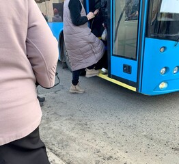 View of the city bus stop.