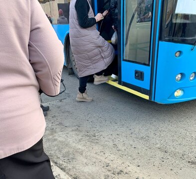 View of the city bus stop.