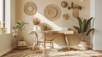 Home office boho style with a boho vibe