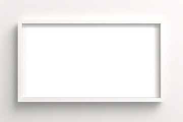 Obraz premium Marco blanco apoyado en el suelo blanco en maqueta interior. Plantilla de una imagen enmarcada en una representación 3D de pared