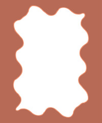 Wave scalloped edge frame. Trendy graphic template. Hand drawn vector illustration isolated on white background.