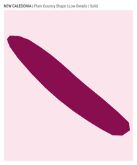 New Caledonia plain country map. Low Details. Solid style. Shape of New Caledonia. Vector illustration.