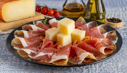 plato de jam&oacute;n iberico y queso manchego