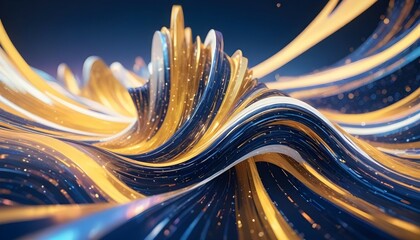 3D rendering abstract background with holographic twisted shapes in motion.