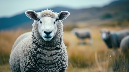 Fototapeta premium close up of a sheep in the field