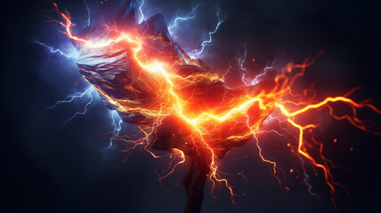 energy of electricity. lightning in the dark.