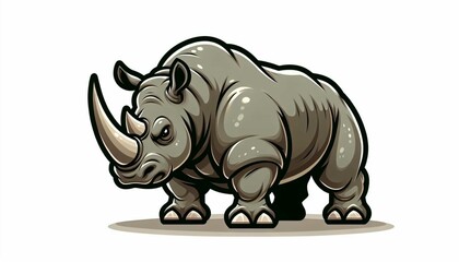 Fototapeta premium The muscular rhinoceros showcases its natural greatness.