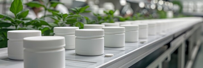 Automated robotic line for pharmaceutical tablets production in a modern indoor plant setting