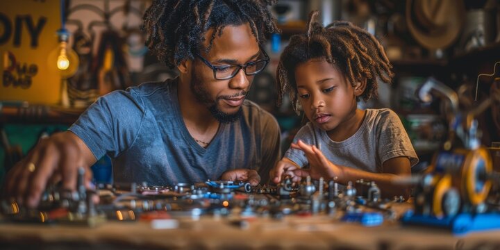 Man and Child Playing With