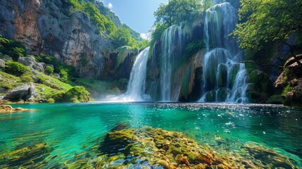 Stunning View of Kravica Waterfall in Bosnia and Herzegovina on a Sunny Day