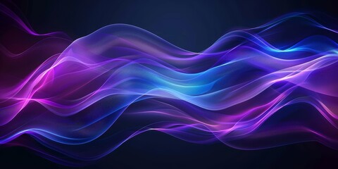 Fototapeta premium Abstract blue and purple background with blurred wavy lines, dark gradient, high resolution, banner design, dark blue background, blur effect, smooth curves, elegant