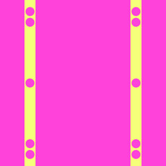 Pink background with two vertical yellow lines with symmetrical dots design