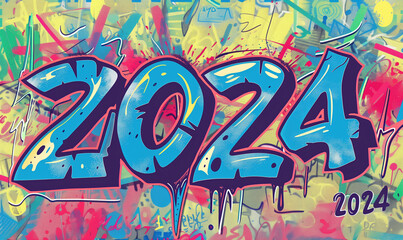 2024 graffiti on a street wall texture