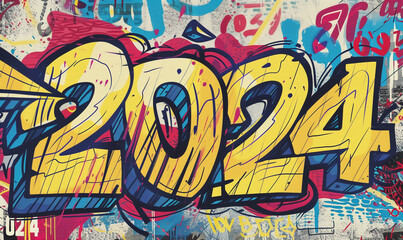 Obraz premium 2024 graffiti on a street wall texture