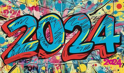 2024 graffiti on a street wall texture