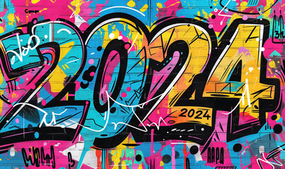 2024 graffiti on a street wall texture