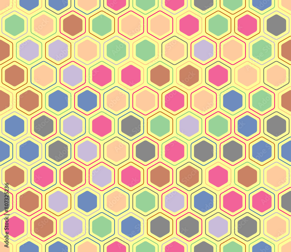 Poster abstract vector background. rounded hexagons mosaic pattern with inner solid cells. hexagonal shapes