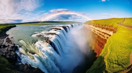 Breathtaking view of the powerful A waterfall in iceland