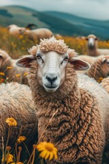 Fototapeta premium close up of a sheep in the field