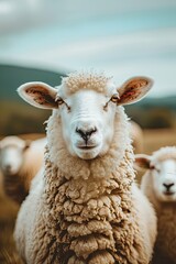 close up of a sheep in the field