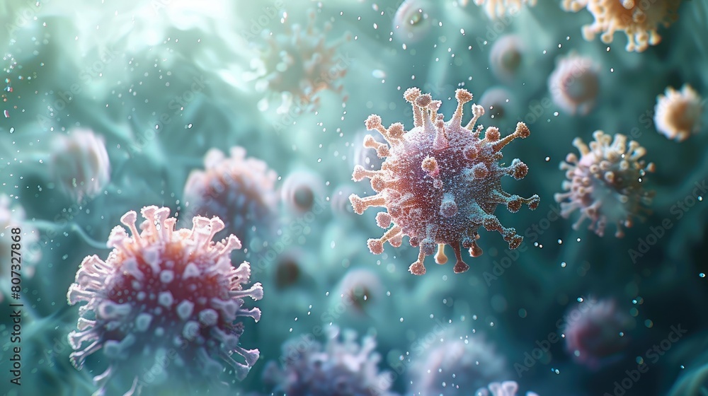 Aufkleber a few clusters of dangerous-looking virus particles floating and interspersed throughout a fitness, 