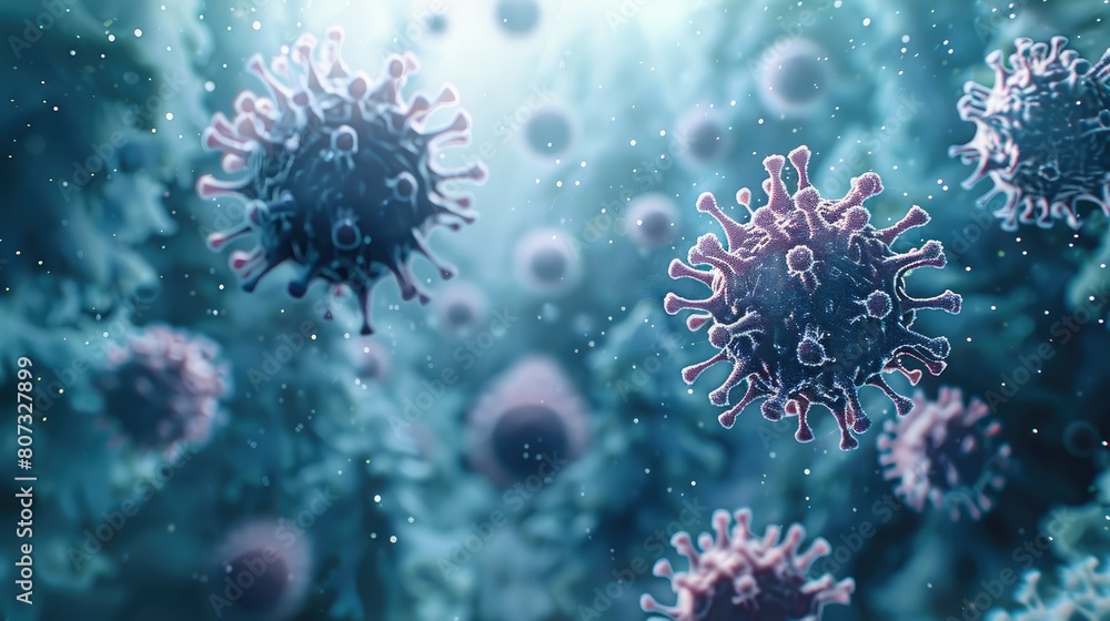 Aufkleber a few clusters of dangerous-looking virus particles floating and interspersed throughout a fitness, 