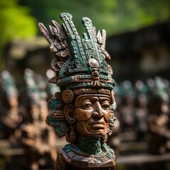 Intricate mayan warrior statue