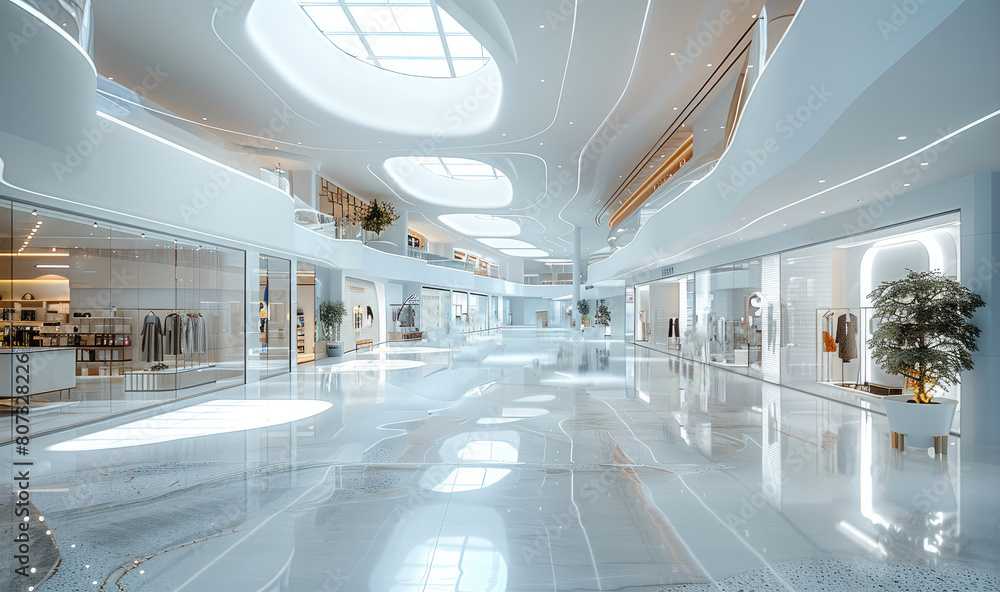 Poster modern, shops in the department store. generative ai.