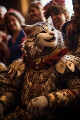 Obraz premium Ornate cat in ceremonial costume
