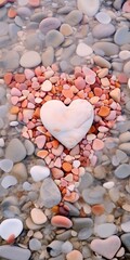 Obraz premium heart-shaped stone surrounded by colorful pebbles