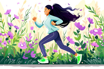 A vibrant image capturing the determination of a young woman engaged in jogging, exemplifying the commitment to maintaining an active and healthy lifestyle.