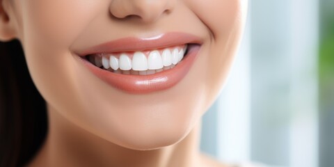 Obraz premium close-up of a woman's smiling lips