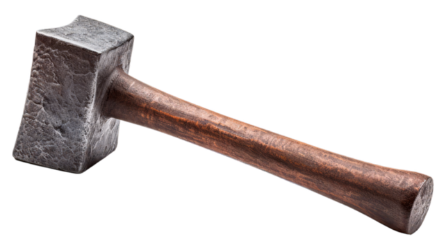 Blacksmith Hammer isolated on transparent png background. Generative ai