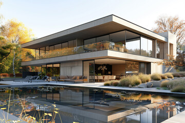 Obraz premium Large House With Frontal Pool