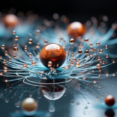 Surreal glass sphere with water droplets