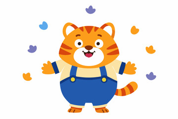 tiger emoji sheet vector illustration