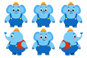 elephant emoji sheet vector illustration