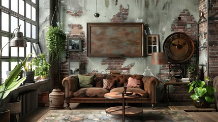 a mockup frame within a backdrop of rustic decor that captures the essence of laid-back elegance...