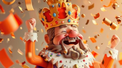 Naklejka premium A statue of a king wearing a crown. Suitable for historical and royal themes