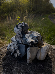 A close up shot of flint pile in nature