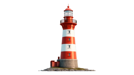 Lighthouse isolated on transparent png background. Generative ai